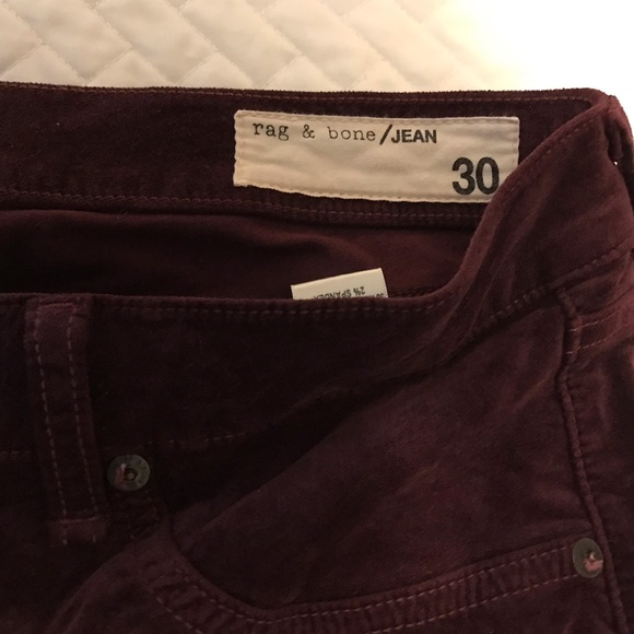 Rag & Bone Skinny Burgundy Velvet Jeans/Pants - Picture 6 of 9